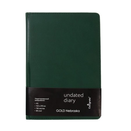 Delivery of a low -end A5, 136 sheets in a ruler, leatherette "Nebraska", gold cut, green