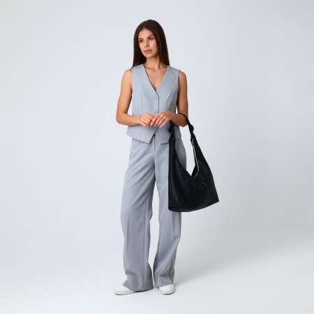 Shopper bag, outer pocket, black color-1