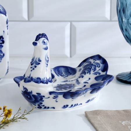 Gzhel plate plate for eggs-1