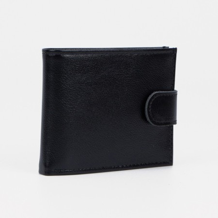 Male purse on the Textura button, for bills, for cards, for coins, black color