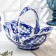Oval basket, gzhel, porcelain, 16x21 cm