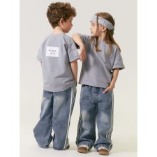 T -shirt Children's Amarobaby Stripe, height 128 cm, gray color