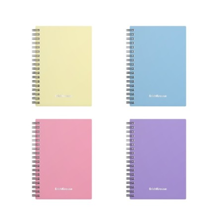 Notebook A6 (120 x 146 mm), 80 sheets in the cage on the crest Erichkrause "Pastel", plastic cover, offset unit, white 100%, mix