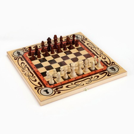 Board game 3 in 1 "Status": chess, checkers, backgammon, board wood 50 x 50 cm-1