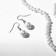 Set 3 objects: earrings, necklaces, bracelet "Pearls" elegant, white color in silver