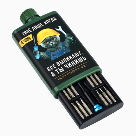 Set of screwdrivers in the flask “Your face”, universal, 18 objects-4