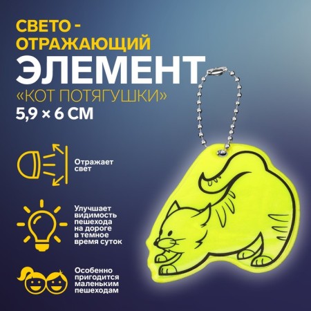 The reflective element "Cat Zhetushka", bilateral, 5.9 × 6 cm, color mix