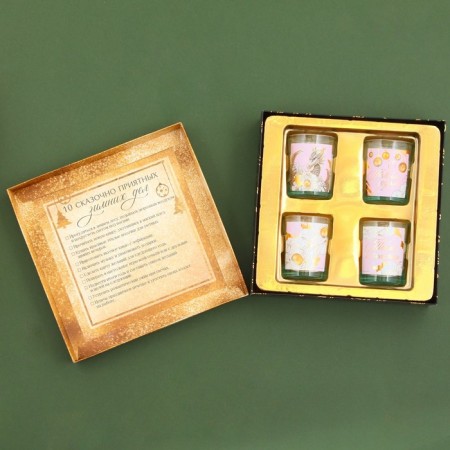 New Year's candles in a glass "Magic Dragon", a set of 4 pcs., Lavender-4