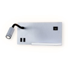 Светильник светодиодный настенный с полкой, USB портом и выключателем Ambrella light, Wall, FW292, LED, 5 Вт, 375Lum, 4200К, цвет серый, чёрный