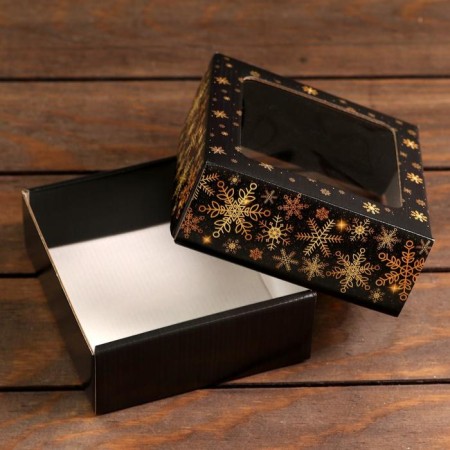 Gift box, cover is, "snowflakes", 14.5 x 14.5 x 6 cm-3