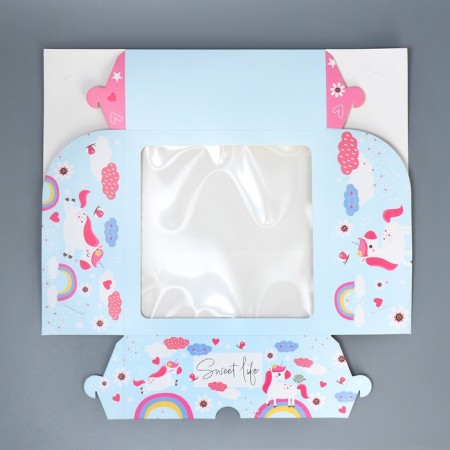 Box for cupcakes and gento-traps, confectionery packaging "Vanilla Unicorns", 25 x 25 x 10 cm-5