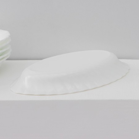 A set of oval plates Luminarc Trianon, D = 22 cm, glass ceramic, 6 pcs, white color-3