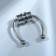 Nose piercing (fake for septum) with interchangeable nozzles, on magnet, l = 17 mm, white color in silver