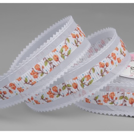 Decorative tape "Roses", 25 mm, 9 ± 0.5 m, white color No. 10