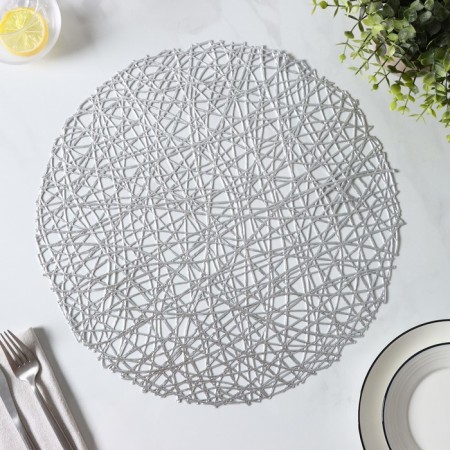 A set of serving napkins on the table “Spider Web”, D = 38 cm, 4 pcs, silver color