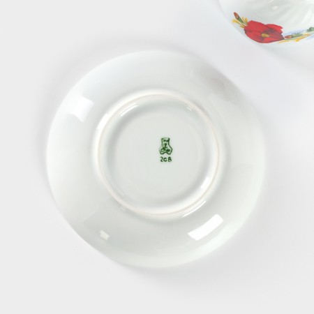 Tea steam porcelain “red poppies”, 250 ml, d = 8.6 cm-3