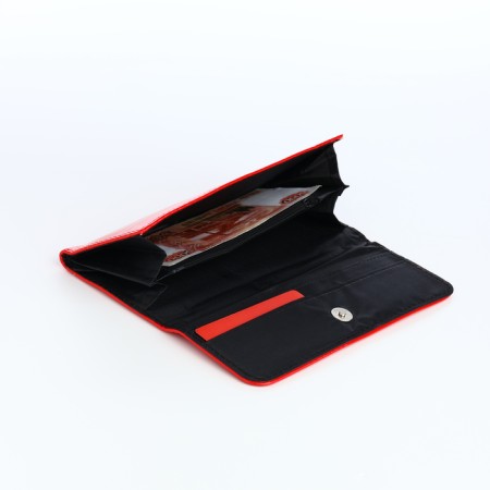 Women's wallet on magnet, red color-4