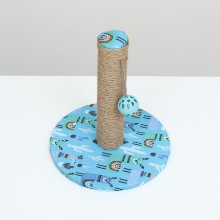 Claw-Stolbik "Piggon" with a ball, 29 x 29 x 32 cm, jute, PVC fabric, turquoise-2