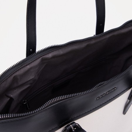 David Jones zipper bag, external pocket, beige/black-3