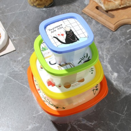 A set of containers "Home comfort", 4 pcs: 230 ml, 500 ml, 900 ml, 1550 ml-1
