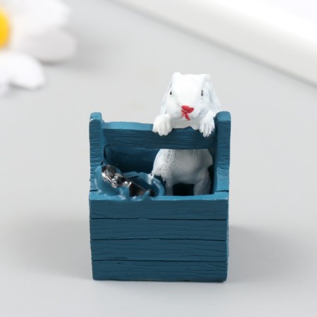 Figure for Florarium Polystone "White Rabbit in the box" 5x2.8x3.2 cm-1