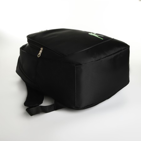 Youth backpack with a zipper, 4 pockets, black/green color-4