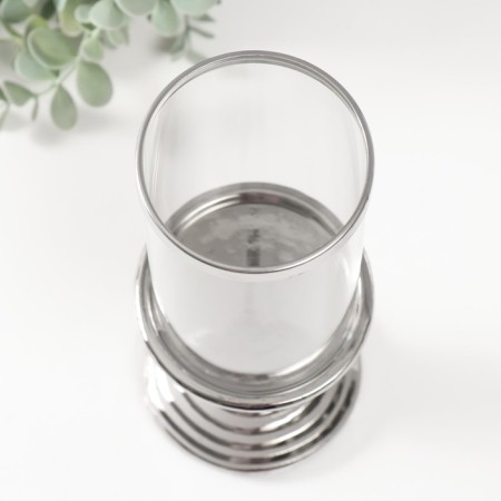 Ceramics candlestick, glass on 1 candle "Illusion. Zebra" d = 7.5 cm silver 9x9x24 cm-2