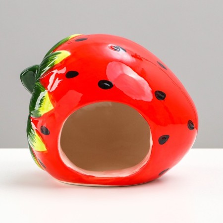 House for rodents "strawberry" ceramic, 12 x 9 x 9 cm-2