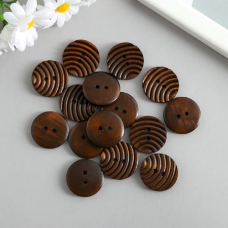 Buttons wood for creativity 2 punctures "march" set 15 pcs 2.5x2.5x0.4 cm-1