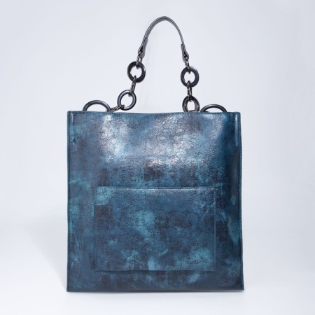 Luggage bag, external pocket, long belt, emerald color