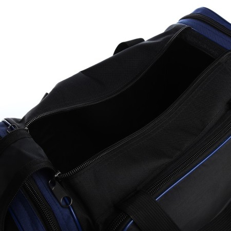 Road bag with lightning, 3 outer pockets, long belt, black/blue color-2