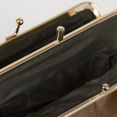 Cosmetic bag on farmar, 2 departments, brown color-2