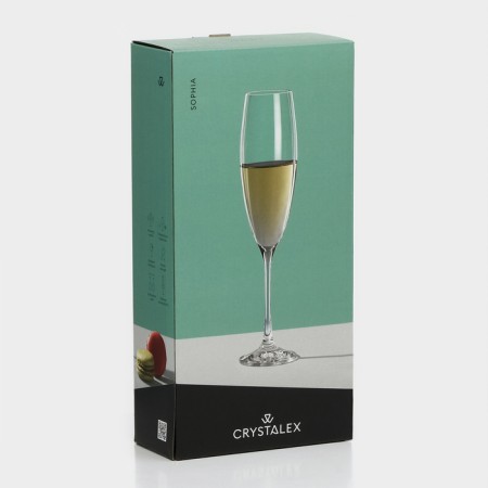 A set of glasses for champagne "Sofia", 2 pcs, 230 ml, crystal glass-7