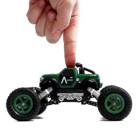 The radio -controlled “Army” jeep works on the battery, the color is green-3