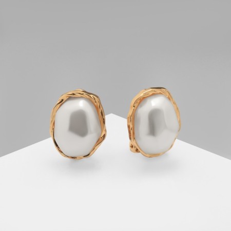 Clips with pearls "abstraction" blues, color gold