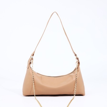 Baget bag with zipper, beige color