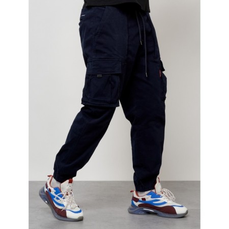 Cargo jeans men, size 44-46, dark blue color-4