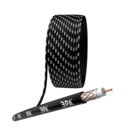 Coaxial cable RG-6U, 75 Ohms, Cu/(cu-braid 64%), PE, Black color, Bay 100 m