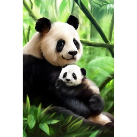 Diamond mosaic with full filling on the canvas "Panda", 20 x 30 cm-1