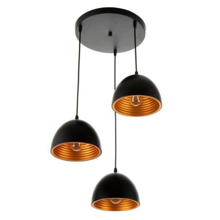 Lamp Bayerlux suspension "Dome" 3x40W E27 black and gold 36x36x22-122cm