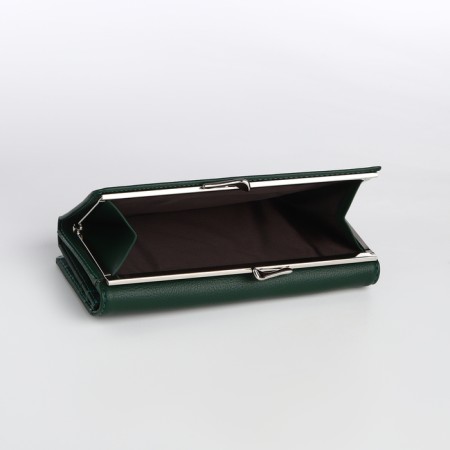 Women's wallet on a magnet, the color is dark green-3