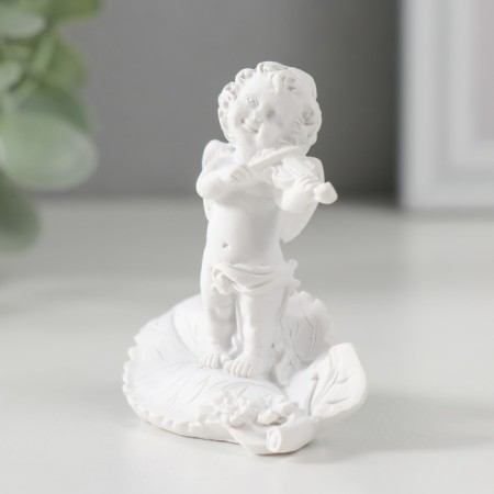 Polystone souvenir "Snowty angel with a violin on the leaf" 6.2x6.4x3.3 cm-1
