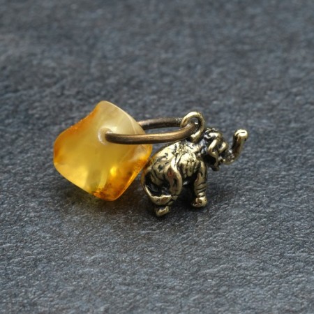 Talisman keychain "Elephant", natural amber-2
