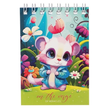 Notepad A7, 40 sheets in a cage on the crest "Lovely Animals", Cover Cover Cardboard, Mix-8