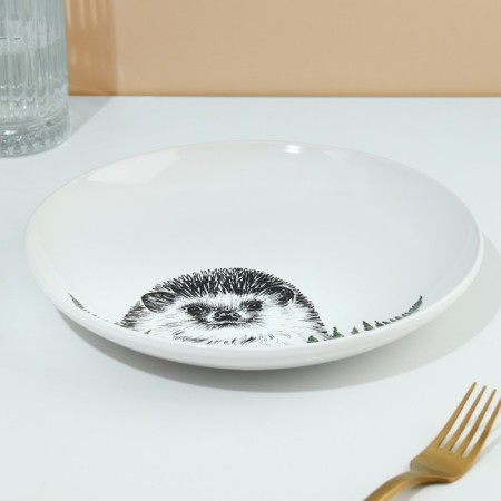 Ceramic plate "Hedgehog", 22.5 cm, white color-3
