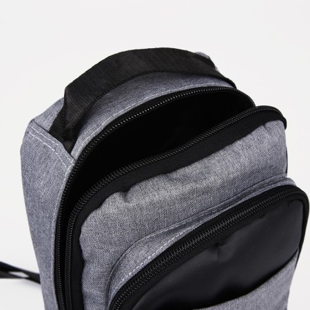 Male sling bag from textiles, with USB, gray color-7