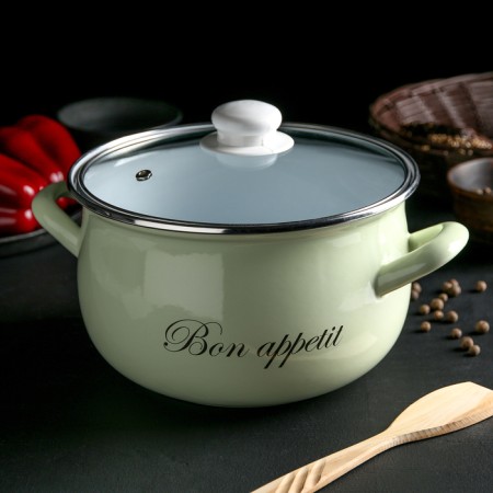 Lime pan, 4 l, glass cover, induction, color light green