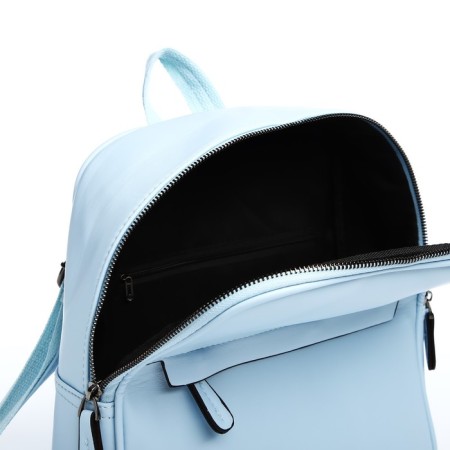 Women's backpack made of artificial leather with lightning, 2 pockets, blue color-5