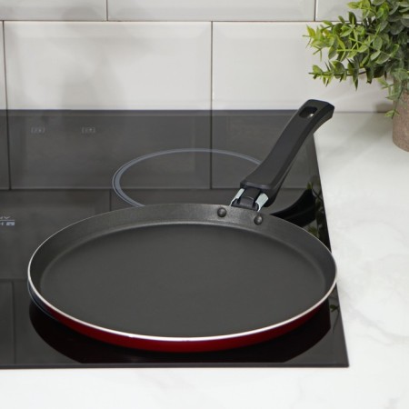 Pancakes "Expert", d = 25 cm, plastic handle, anti -stick coating, burgundy color-5