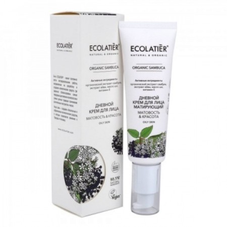 Ecolatier Organic Sambuka Facial Cream "Mativity & Beauty", daytime, matting, 50 ml